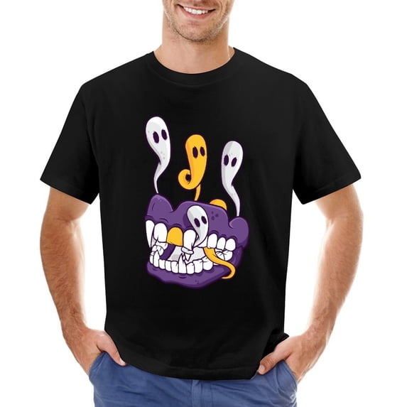 Tooth Ghost Men’s Graphic T-shirt Vintage Short Sleeve Sport Tee Black M