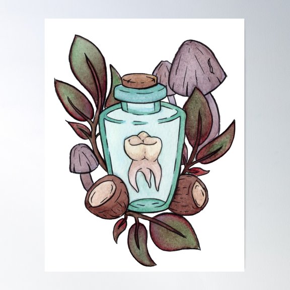 Tooth Jar Poster Wall Art, Modern Wall Decor For Living Room Bedroom, 24x36 UNFRAMED
