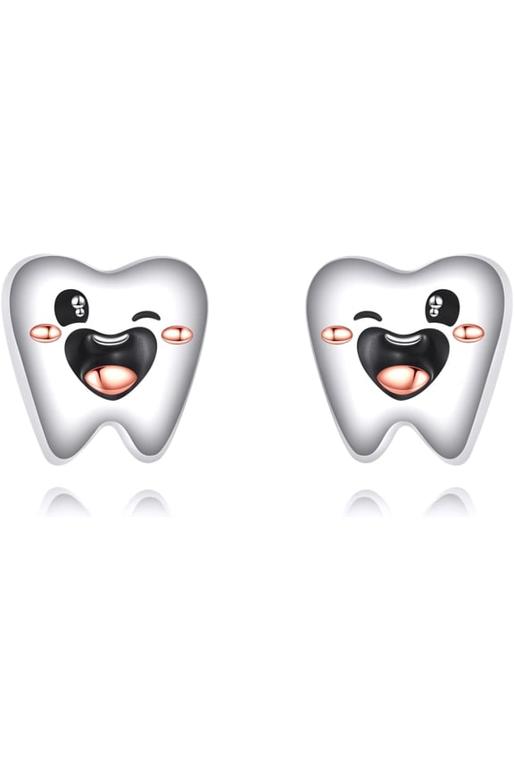 Tooth Jewelry for Women 925 Sterling Silver Tooth Stud Earrings Dental Assistant Gifts