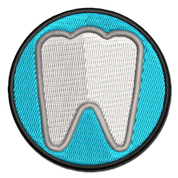 Tooth Outline Applique Multi-Color Embroidered Hook & Loop Patch - 2.0 Inch Mini