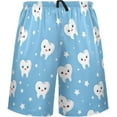 thumbnail image 1 of Tooth Pattern Cute Teeth Star On Blue Mens Pajama Pants Shorts Sleepwear Lounge Men's Pajama Bottoms Gift for Family, 1 of 7
