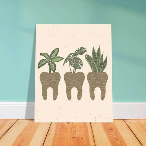 Tooth Planter Dental Wall Art Print, Unframed Paper Poster 8x10in