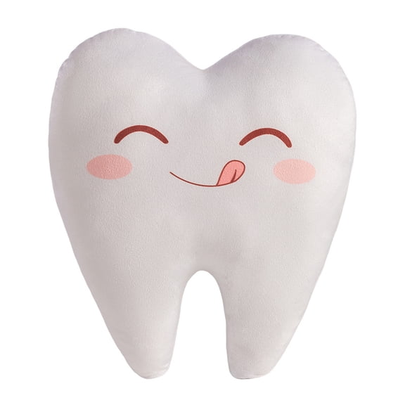 Tooth Plush Pillow Cartoon Smile Face Tooth Shaped Cushion,Soft Oral Health Theme Throw Pillow for Bedroom Office and Dental Clinics