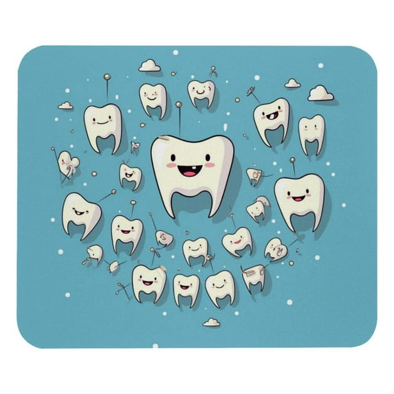 Tooth Printed Desk Mat Mousepad, Non-Slip Rubber Bottom, 8.3x9.8 Inch, Suitable for Office and Gaming