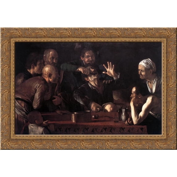 Tooth Puller 24x18 Gold Ornate Wood Framed Canvas Art by Caravaggio