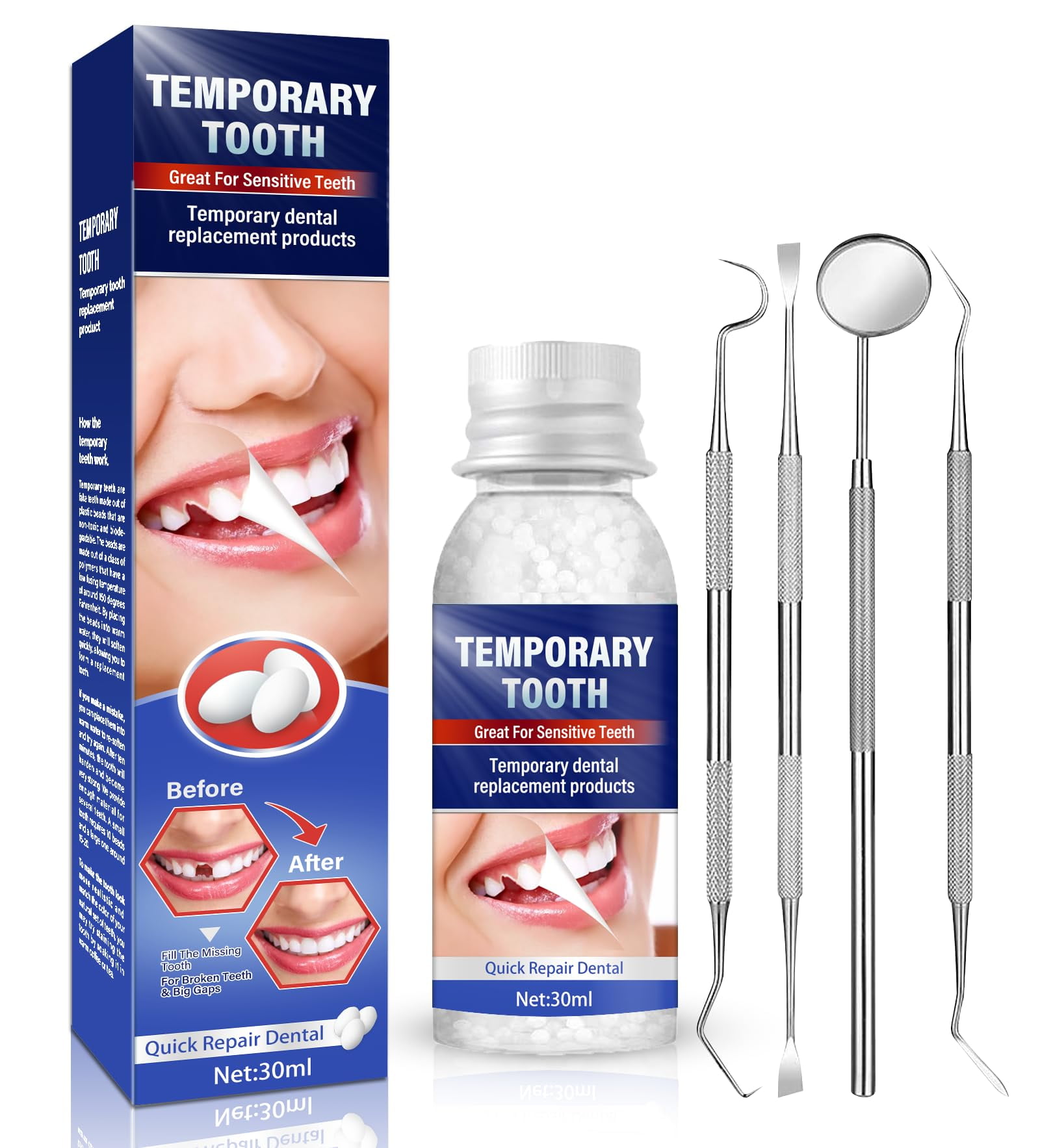 Tooth Repair Kit, DIY Temporary Tooth Replacement Kit&Denture Repair