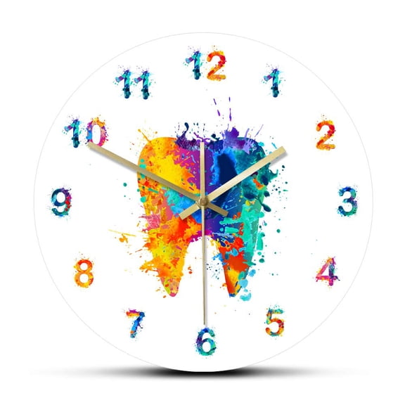 Tooth Shaped Art Clock with Large Numbers Acrylic Wall Decor 12 Inch