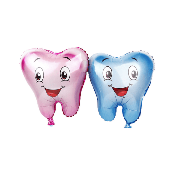 Tooth Shaped Mylar Balloons Pink and Blue Dental Balloons for Tooth Fairy Party Decorations