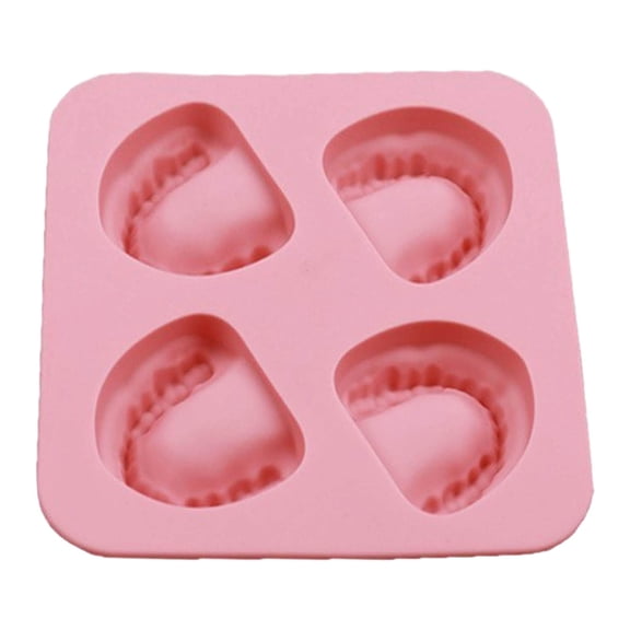 Tooth Shaped Novelty Silicone Ice Tray for Parties and Cocktails Funny Theme Mold for Halloween and Themed Drinks Pink