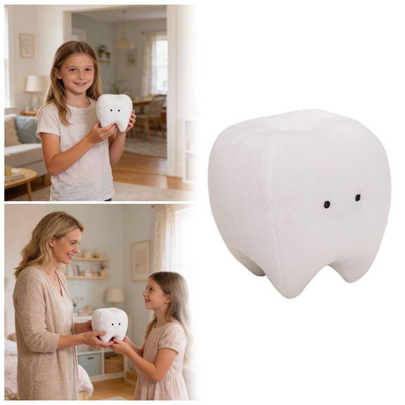 Tooth Shaped Plush Toy Cute Soft Stuffed Companion For Home Decoration(White-10Cm)