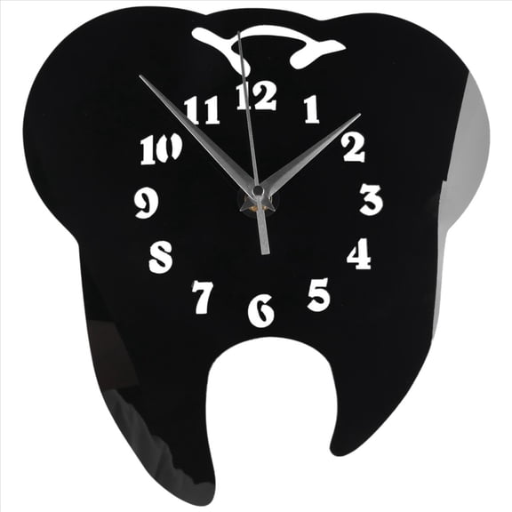 New Arrivals Tooth-Shaped Wall Clock 3D Acrylic Decor-Black