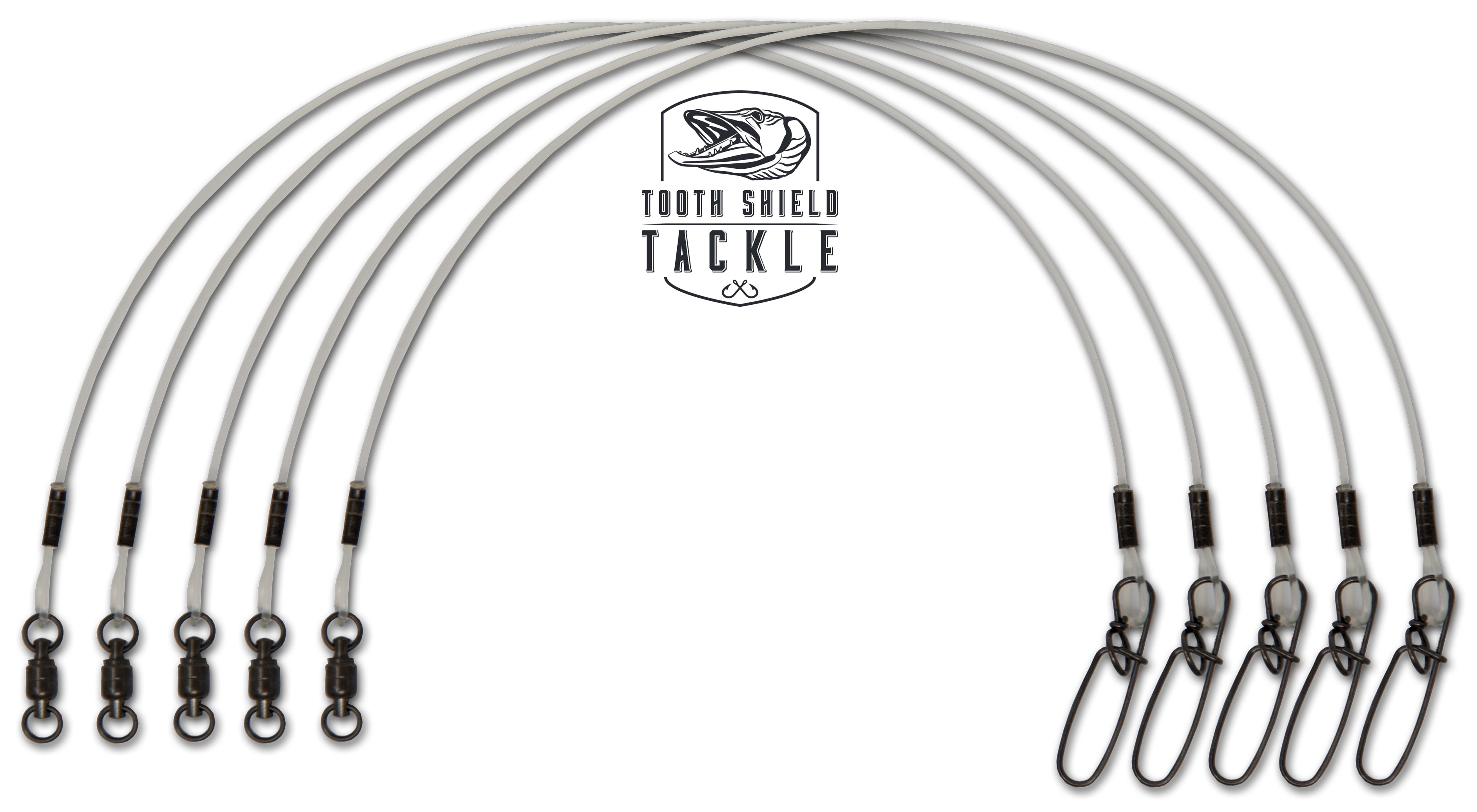 Tooth Shield Tackle 5 Pack 60 lb. 8" Premium Fluorocarbon Musky Leader Muskie Pike Leader (Ball Bearing)