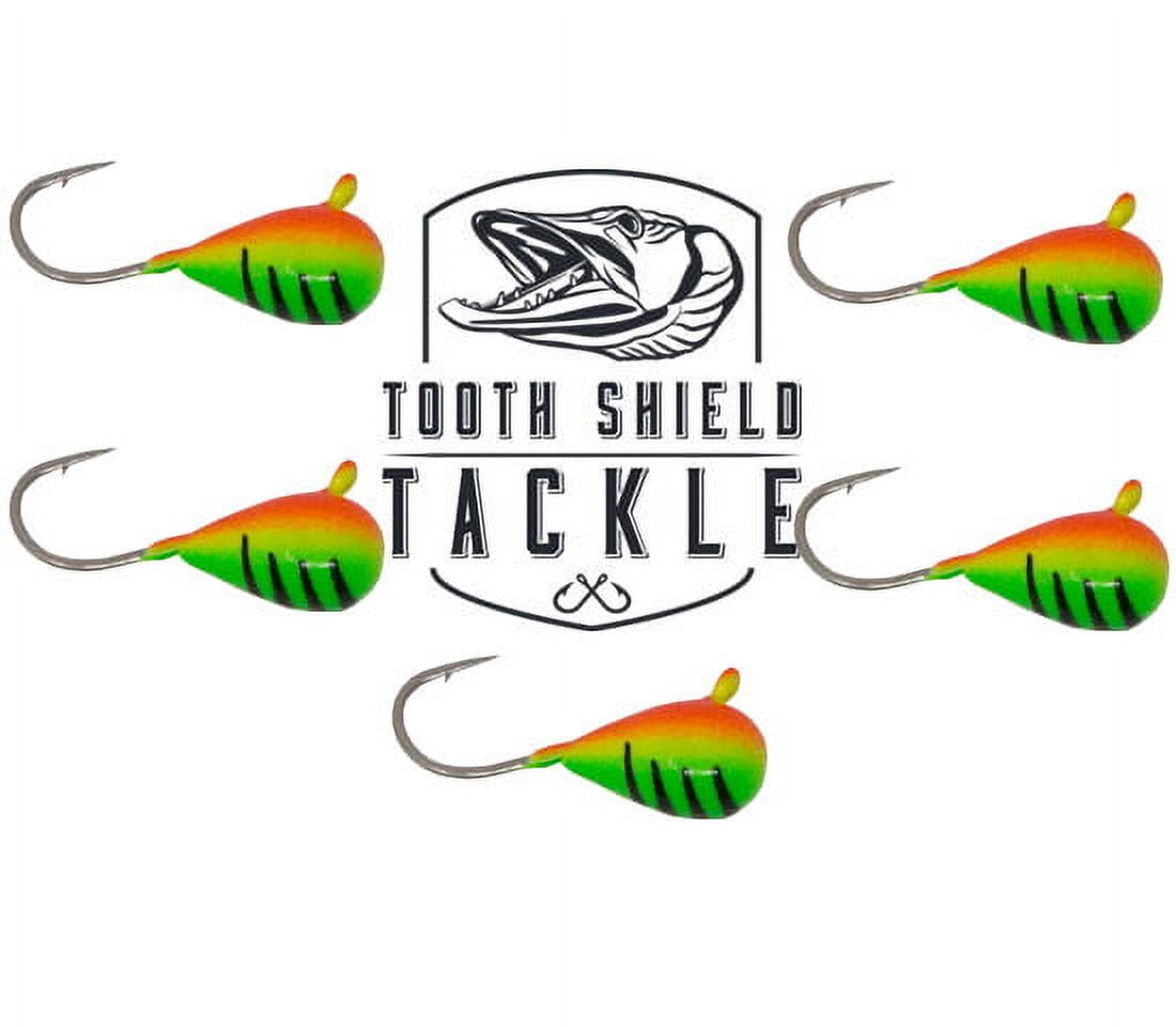 Tooth Shield Tackle UV Glow Tungsten Ice Fishing Jigs 5-Pack Crappie Perch Bluegill Panfish Jig 5mm (Hot Firetiger)