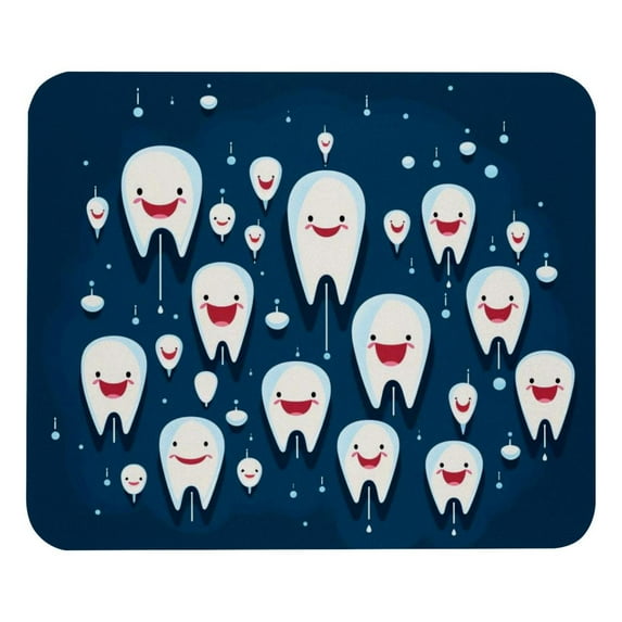 Tooth Square Desk Mat Gaming Mouse Pad, 8.3x9.8 Inch Non-Slip Rubber Bottom Printed Design - Suitable for Office and Gaming