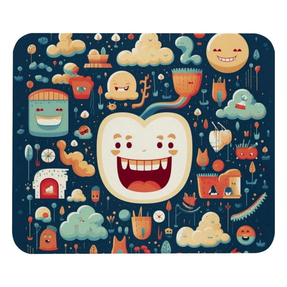Tooth Square Desk Mat Mousepad, 8.3x9.8 Inch Non-Slip Rubber Bottom, Printed Gaming Mousepad for Office and Gaming