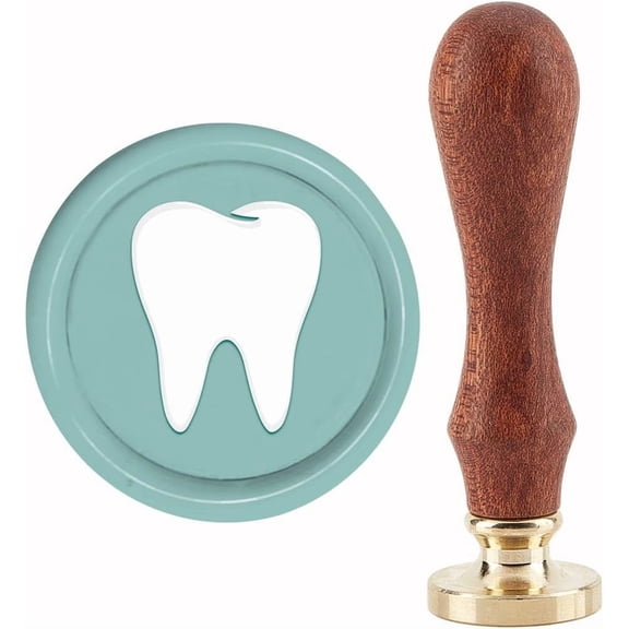 Tooth Wax Seal Stamp Tooth Sealing Wax Stamps 30mm Retro Vintage Removable Brass Stamp Head with Wood Handle for Wedding Invitations Christmas Thanksgiving Gift Packing Mixed Color