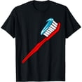 thumbnail image 1 of Toothbrush Costume T-Shirt Toothpaste Sparkle Teeth Brushing T-Shirt men and women can wear, black, white, gifts, 1 of 4