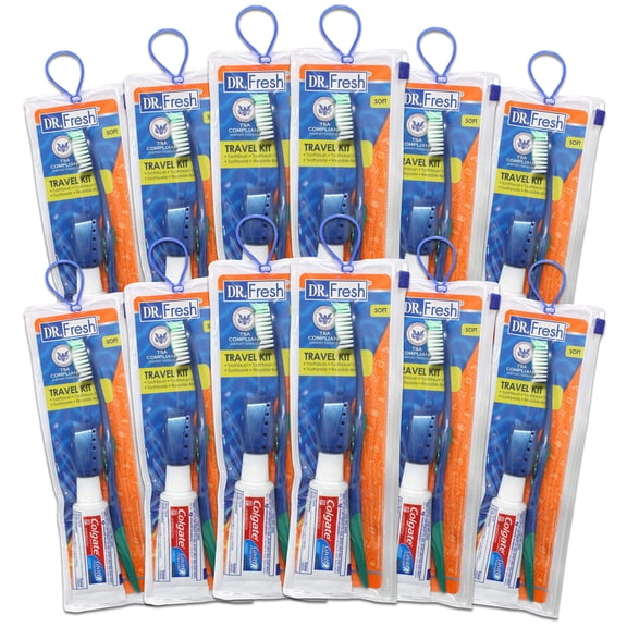 Toothbrush & Cover Travel Kit with Colgate Toothpaste (12 Pack) C3