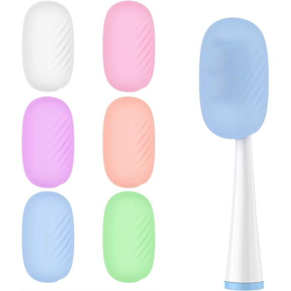 Toothbrush Covers Caps 6 Pack, Silicone Toothbrush Head Protector Replacement for Household Travel, Fits Most Manual and Electric Toothbrushes (Clear, Blue, Pink, Rose Pink, Green, Purple)