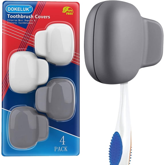 Toothbrush Covers Caps Family Pack:Tooth Brush Coveres Travel Case Protector Plastic Clip for Household Travel, Fits Electronic and Manual Toothbrushes for Adults Kids (4PACK)