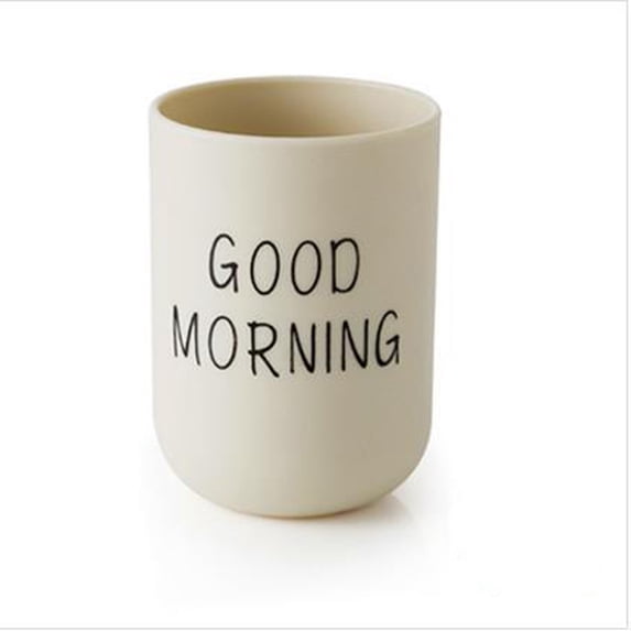 Toothbrush Cup Basdi Good Morning Couple Toothbrush Cup - Plain Ceramic Bathroom Mug for Daily Use - Perfect Gift for Partners - Dishwasher Safe, Bathroom Mug, Khaki