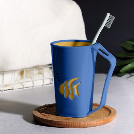 Toothbrush Cup with Handle, Durable Plastic Bathroom Rinsing Cup for Mouthwash and Travel, Multi-Use Shower Water Cup with Easy Grip, Compact Design for Home Oral Care