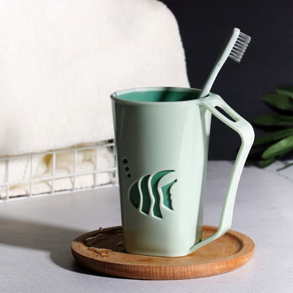 Toothbrush Cup with Handle, Durable Plastic Bathroom Rinsing Cup for Mouthwash and Travel, Multi-Use Shower Water Cup with Easy Grip, Compact Design for Home Oral Care