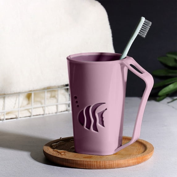 Toothbrush Cup with Handle, Durable Plastic Bathroom Rinsing Cup for Mouthwash and Travel, Multi-Use Shower Water Cup with Easy Grip, Compact Design for Home Oral Care