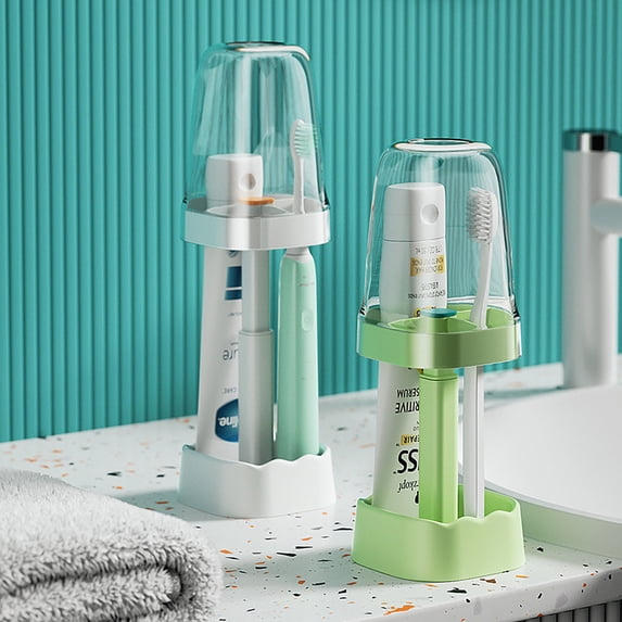 Toothbrush Cup Holder - ABS Plastic, Dormitory Bathroom Organizer, Inverted Drain Design, Clutter-Free Countertop, Adult Child Multipurpose