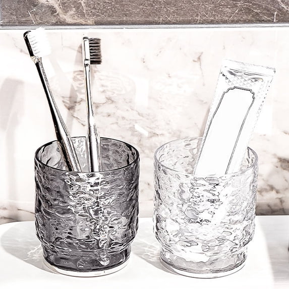 Toothbrush Cup Mouthwash Cup, Clear Plastic Bathroom Organizer for Countertop, Travel-friendly Toothbrush Holder and Rinse Cup, Space-saving Vanity Accessory, Topliu