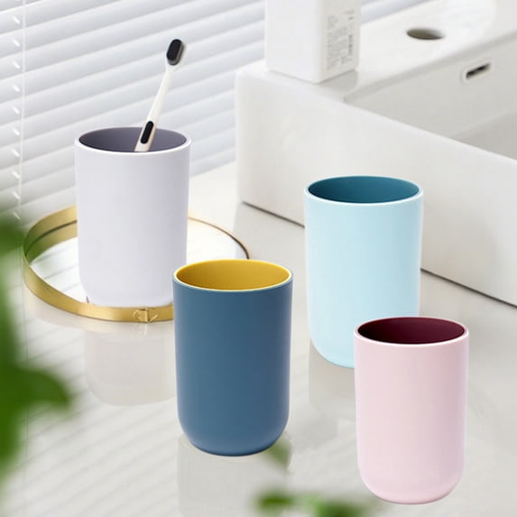 Toothbrush Cup Mouthwash Cup, Hygienic Plastic Rinsing Cup with Easy-clean Design for Bathroom Sink, Dormitory, and Daily Oral Care Routine, Topliu