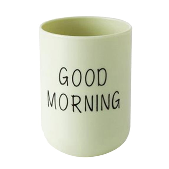 Toothbrush Cup,Plastic Reusable Bathroom Tumbler Cup ,Good Morning Couples Washing Cup,Portable Toothbrush Toothpaste Holder,Small Mouthwash Cups,Bathroom Countertop Organizer Cup,Green