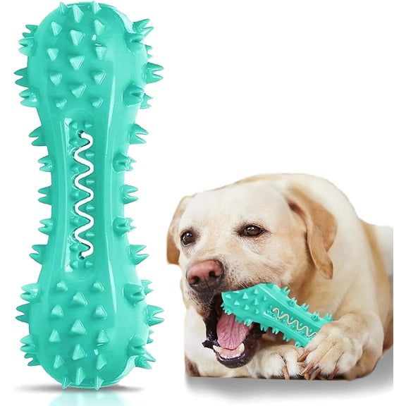 Dog Chew Toys Toothbrush Stick Bone for Aggressive Chewers, Teeth Cleaning Brushing Toy, Durable Squeaky Interactive Puppy Teething
