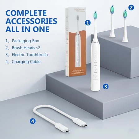 Electric Toothbrush for Adults & Kids - Rechargeable Sonic Power Toothbrush with 6 Modes, Soft DuPont Bristles & IPX7 Waterproof