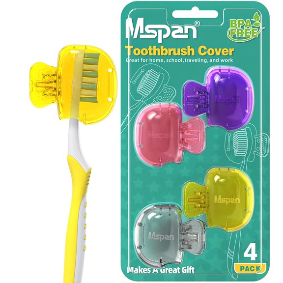 Toothbrush Head Cover Cap: Tooth Brush Protector Clip Compatible with Oral-B Philips Colgate AquaSonic - Plastic Pod Travel Case - 4 Packs