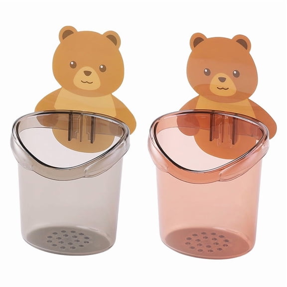 Toothbrush Holder,2 Pack Self Adhesive Wall Mounted Toothbrush Holders for Bathroom(Grey/Coffee)