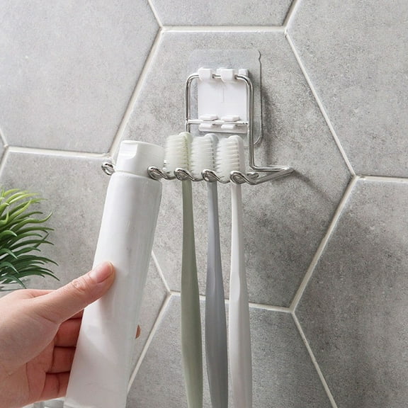 Toothbrush Holder under $5! Cagogo Stainless Steel Suction Cup Toothpaste Multifunctional Wall Mounted, Kitchen Bathroom Toothbrush Shaving Storage Rack, Bathroom Organization Solution