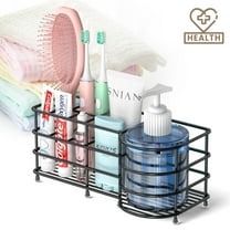 Toothbrush Holder 7 Slots, Rustproof Stainless Steel Toothbrush & Toothpaste Holder Stand, Matte Black