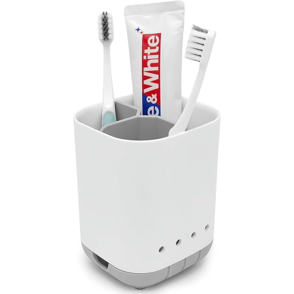 Toothbrush Holder for Bathroom,Plastic Detachable Easy Cleaning Multi-Functional Storage,3 Slots Anti-Slip Electric and Toothpaste Organizer Caddy Bathroom Vanity,Countertop (Grey)