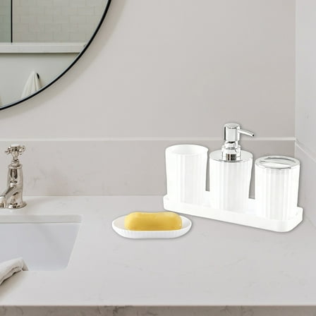 Toothbrush Holder Bathroom Set 4 Piece Soap Dispenser Mouthwash Cup Soap Box Toothbrush Cup