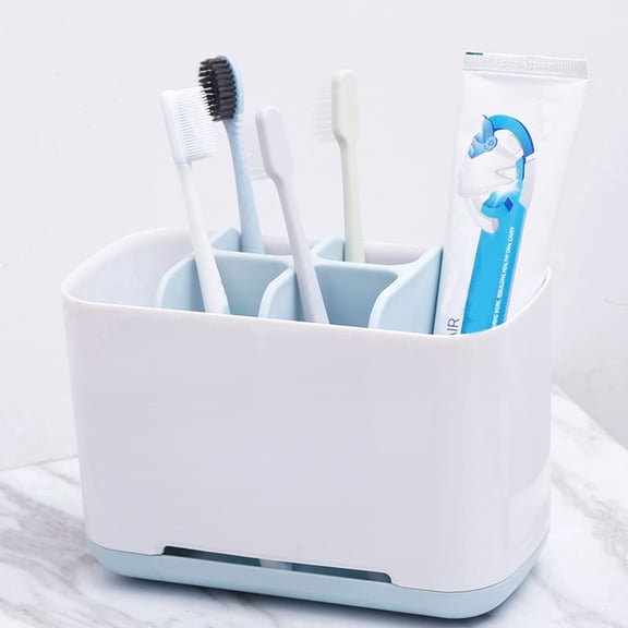 Toothbrush Holder - Bathroom Toothbrush and Toothpaste Storage Organizer Caddy, Made of Food-Grade PP and ABS Plastic, BPA-Free, Detachable for Easy Cleaning, Large, Blue