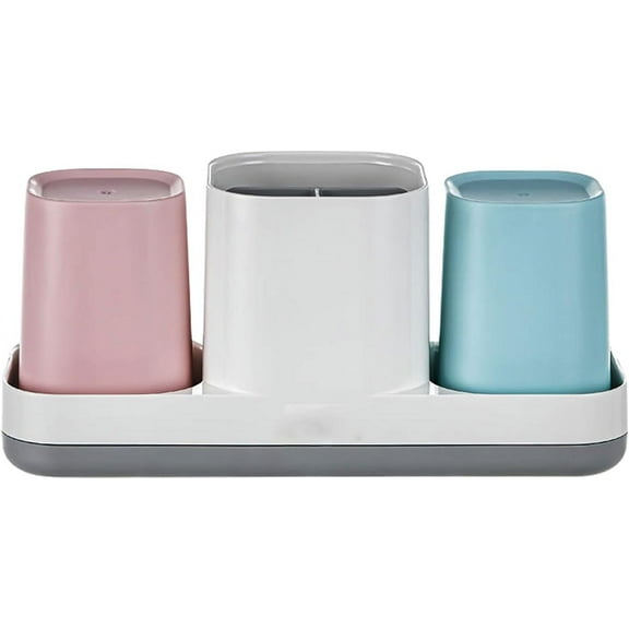 Toothbrush Holder for BathroomToothbrush Cup, Kids Toothbrush Holder with Bathroom Cup, Electric Toothbrush Toothpaste Holder and Bathroom Accessories Storage, Pink & Blue