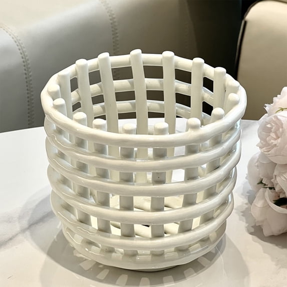 Toothbrush Holder, Boho Bathroom Cup, Breathable Openwork Makeup Brush Organizer, Modern Lattice Stand for Vanity Countertop, Toothpaste Storage
