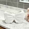 thumbnail image 1 of Toothbrush Holder, Bow-Shaped Bathroom Countertop Organizer with Separated Slots, Resin Toothbrush Storage for Sink, 1 of 6