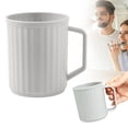 thumbnail image 1 of Toothbrush Holder Cup,Unbreakable Plastic Bathroom Cups,Vertical Striped Plastic Toothbrush Mug with Handle,Portable Reusable Tooth Brush Container for Family Travel Outdoor Camping, 1 of 8