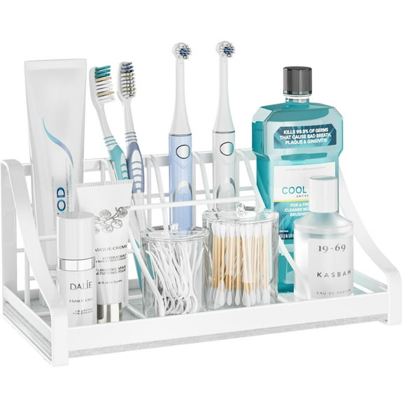 Toothbrush Holder Instant-Dry Organizer - Bathroom Countertop Organizer Kids Electric Toothbrush Toothpaste Holders - 7 Slots