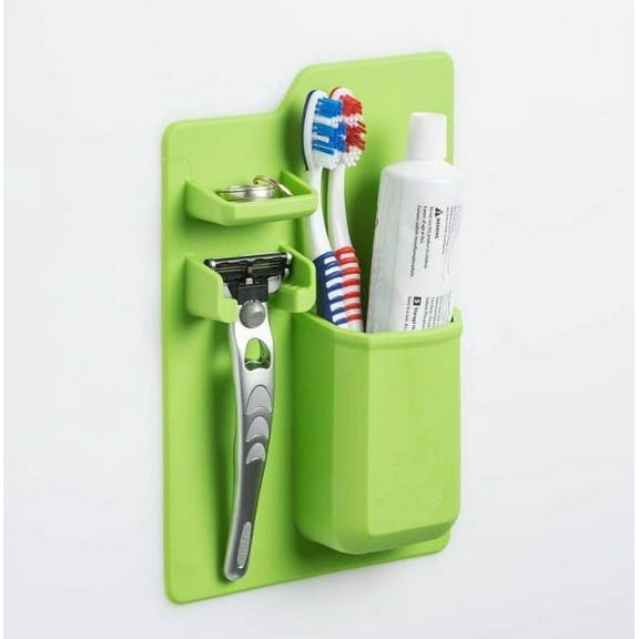 Toothbrush Holder Organizer Mirror or Wall Self Mount Silicone Home Bathroom Razor Toothpaste
