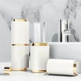 thumbnail image 1 of Toothbrush Holder Organizer, Usupdd Durable Bathroom Countertop Toothbrush Storage for Toothpaste Water Flosser, Travel Portable Toothbrush Case for Home Kitchen RV with Lid, White, 1 of 5