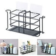 thumbnail image 1 of Toothbrush Holder Rack with Mouthwash Cup Holder Slots, Electric Toothbrush Toothpaste Holder Creative Wall-Mounted Drill Free Storage Rack for Bathroom, Black, 1 of 9