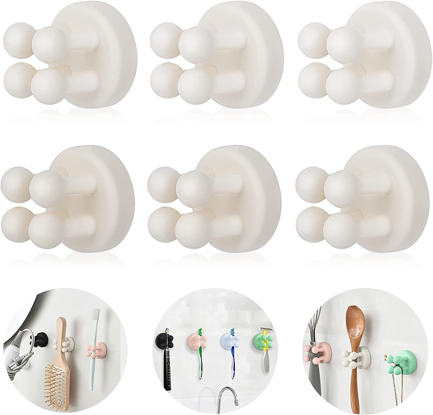 Toothbrush Holder Razor Holder for Shower Wall Mounted Self Adhesive Hooks,Tooth Brushing Holder ...